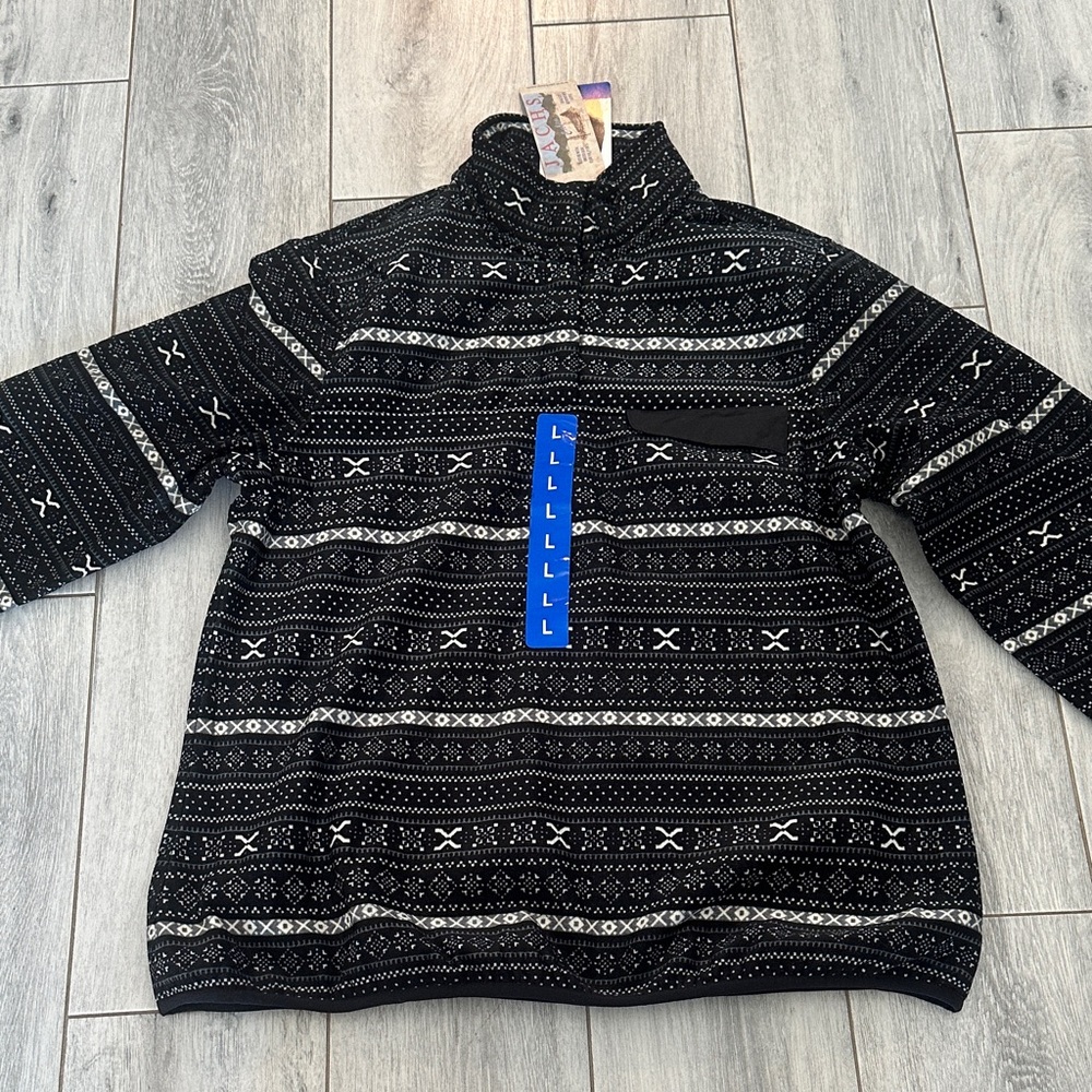 Jachs Black and White Patterned Zip Up Sweater